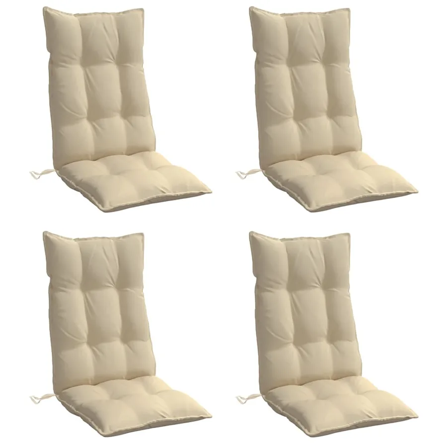 Coussins de chaise à dossier haut lot de 4 beige tissu oxford - 3