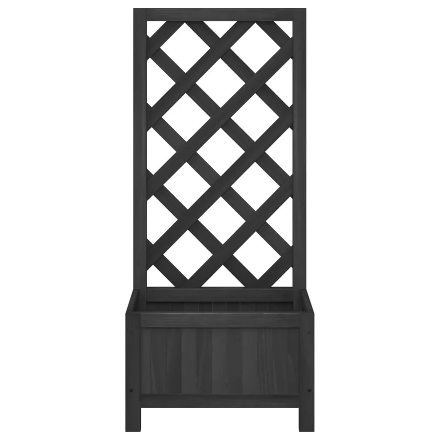 Jardinière avec treillis noir bois massif de sapin - 4