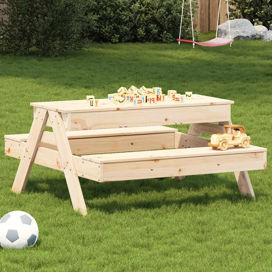 Table de pique-nique avec bac à sable pour enfants pin massif