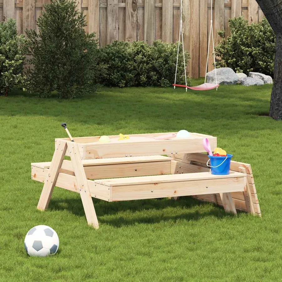 Table de pique-nique avec bac à sable pour enfants pin massif - 4