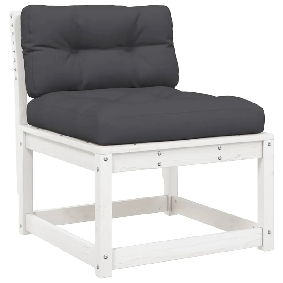 Canapés de jardin avec coussins 2pcs blanc bois de pin massif - 5