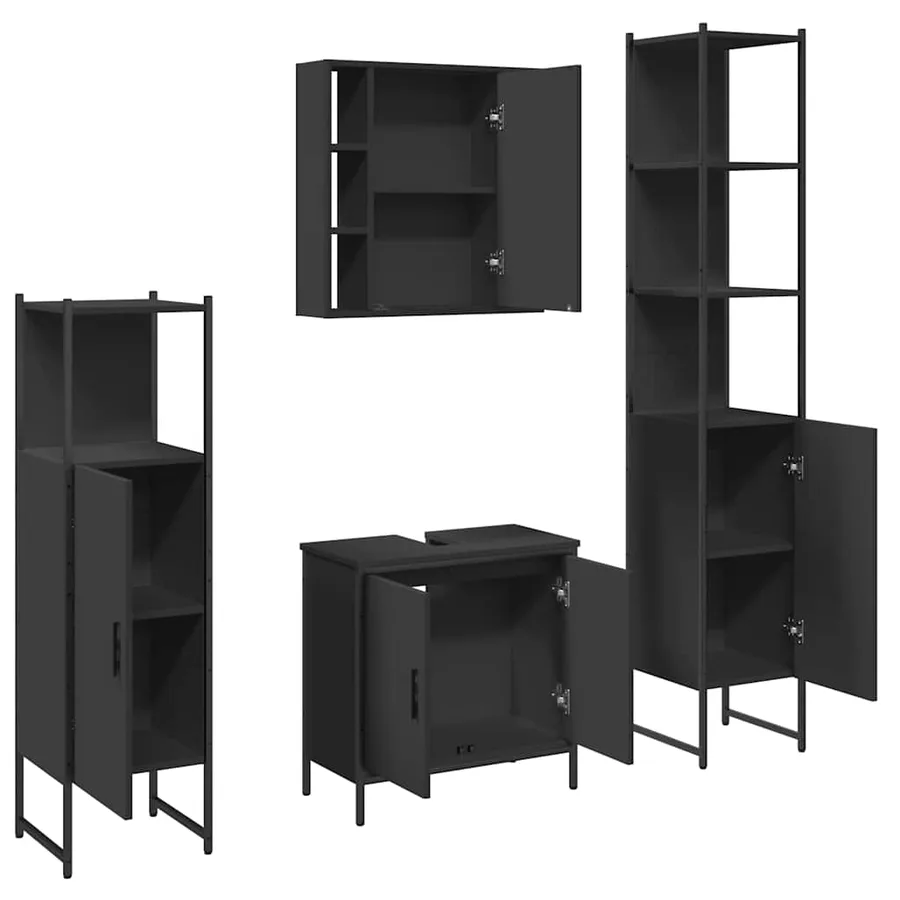 Ensemble d’armoires salle de bain 4 pcs noir bois d'ingénierie - 5