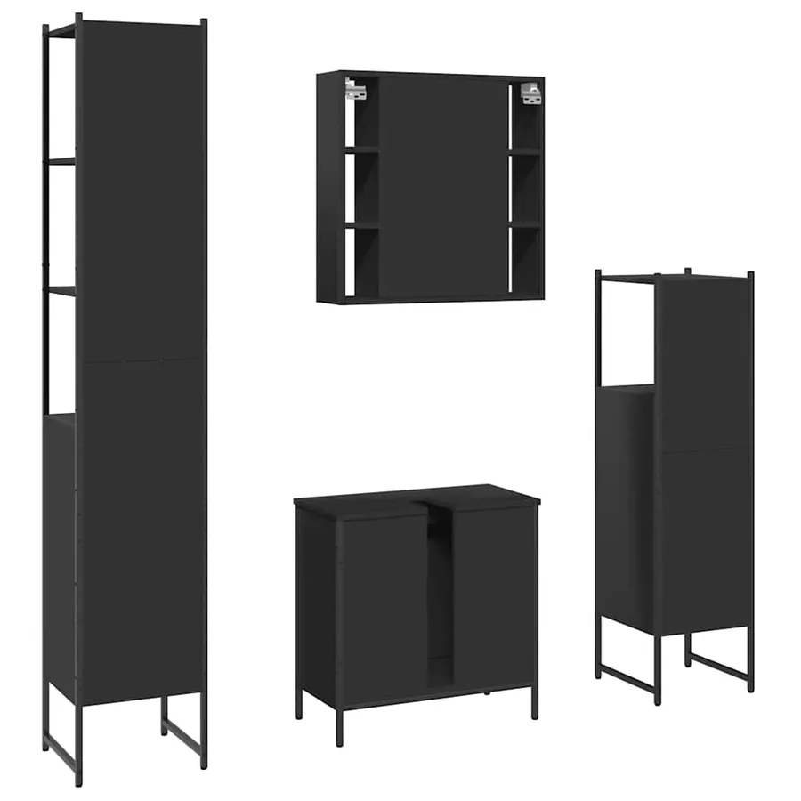 Ensemble d’armoires salle de bain 4 pcs noir bois d'ingénierie - 8