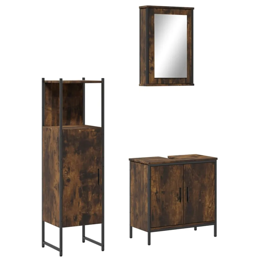 Ensemble de meubles de salle de bain 3 pcs Chêne fumé - 2