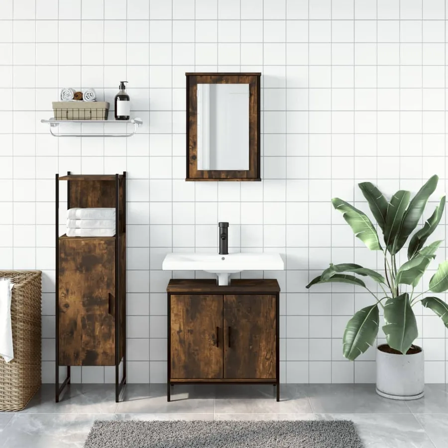 Ensemble de meubles de salle de bain 3 pcs Chêne fumé - 3