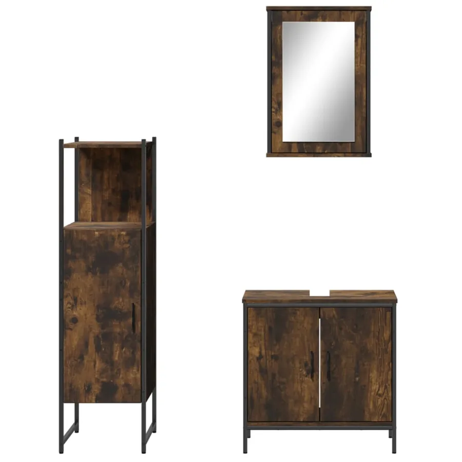 Ensemble de meubles de salle de bain 3 pcs Chêne fumé - 5