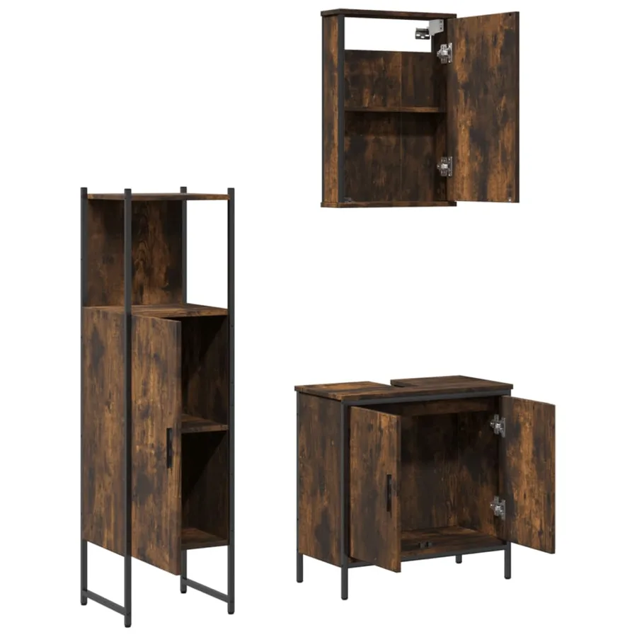 Ensemble de meubles de salle de bain 3 pcs Chêne fumé - 6