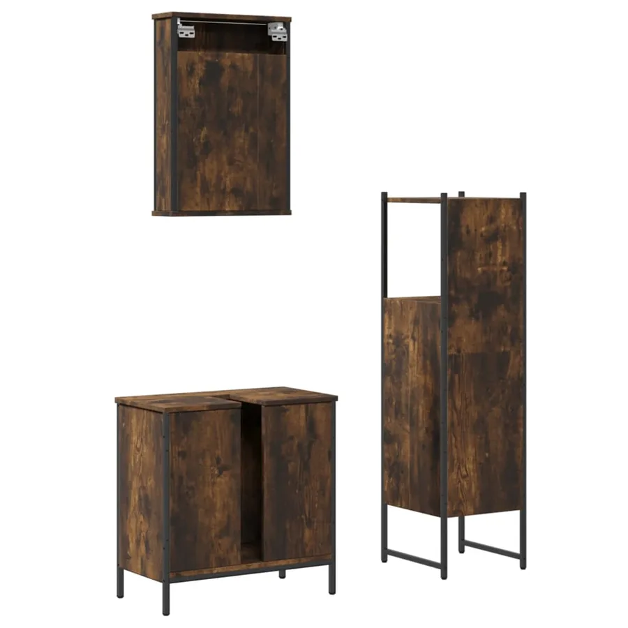Ensemble de meubles de salle de bain 3 pcs Chêne fumé - 8