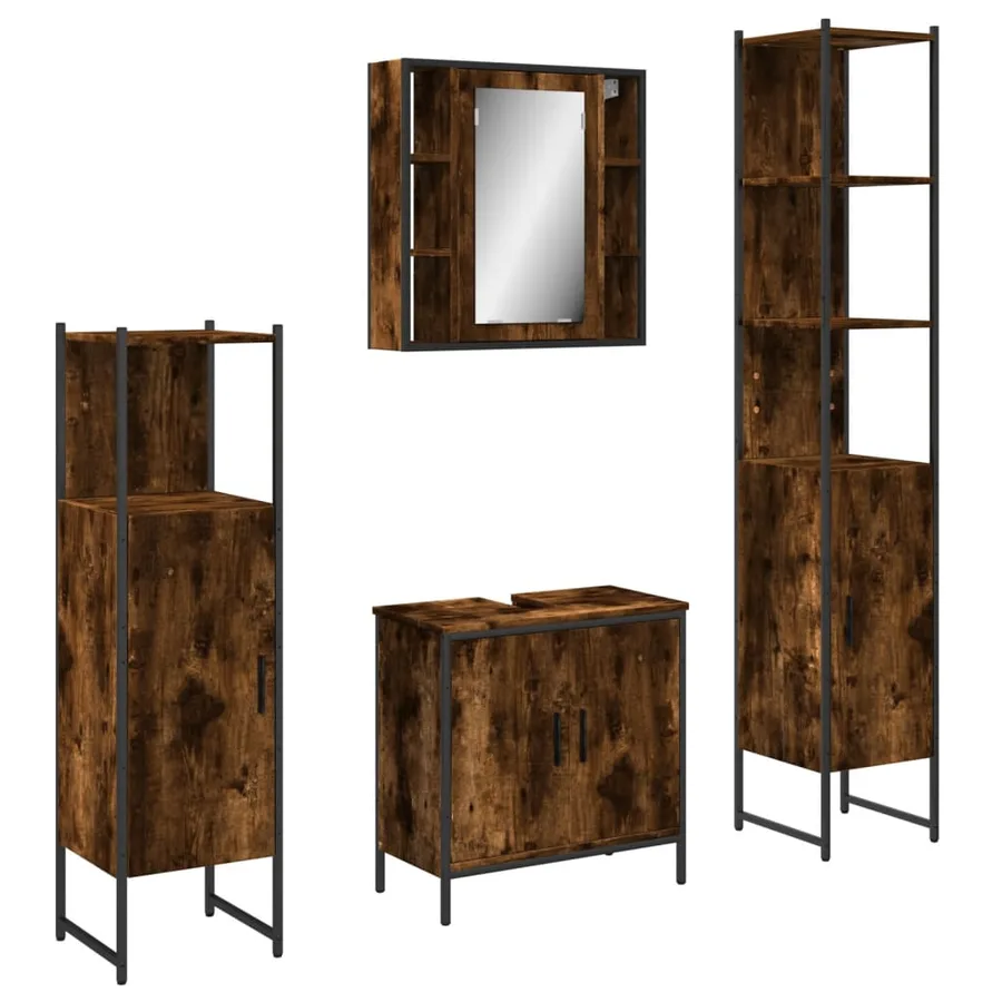 Ensemble d'armoires de salle de bain 4 pcs chêne fumé - 2