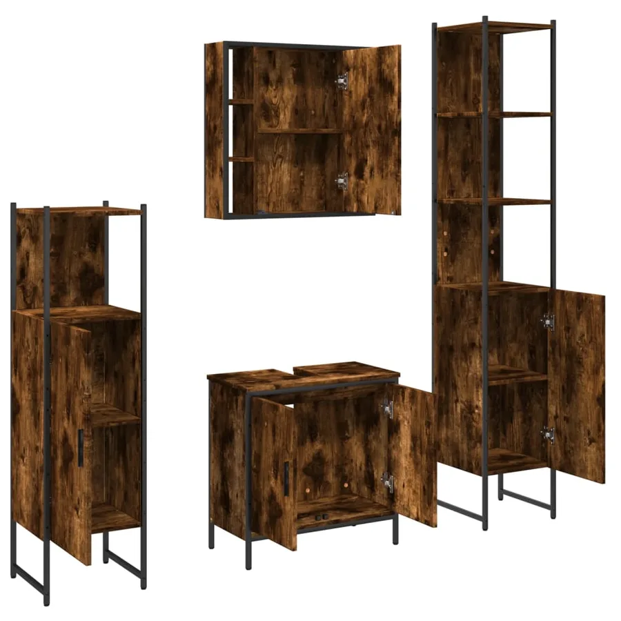 Ensemble d'armoires de salle de bain 4 pcs chêne fumé - 5