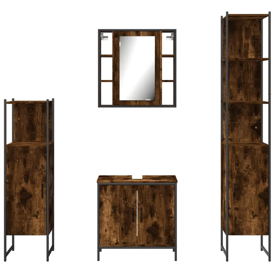 Ensemble d'armoires de salle de bain 4 pcs chêne fumé - 6
