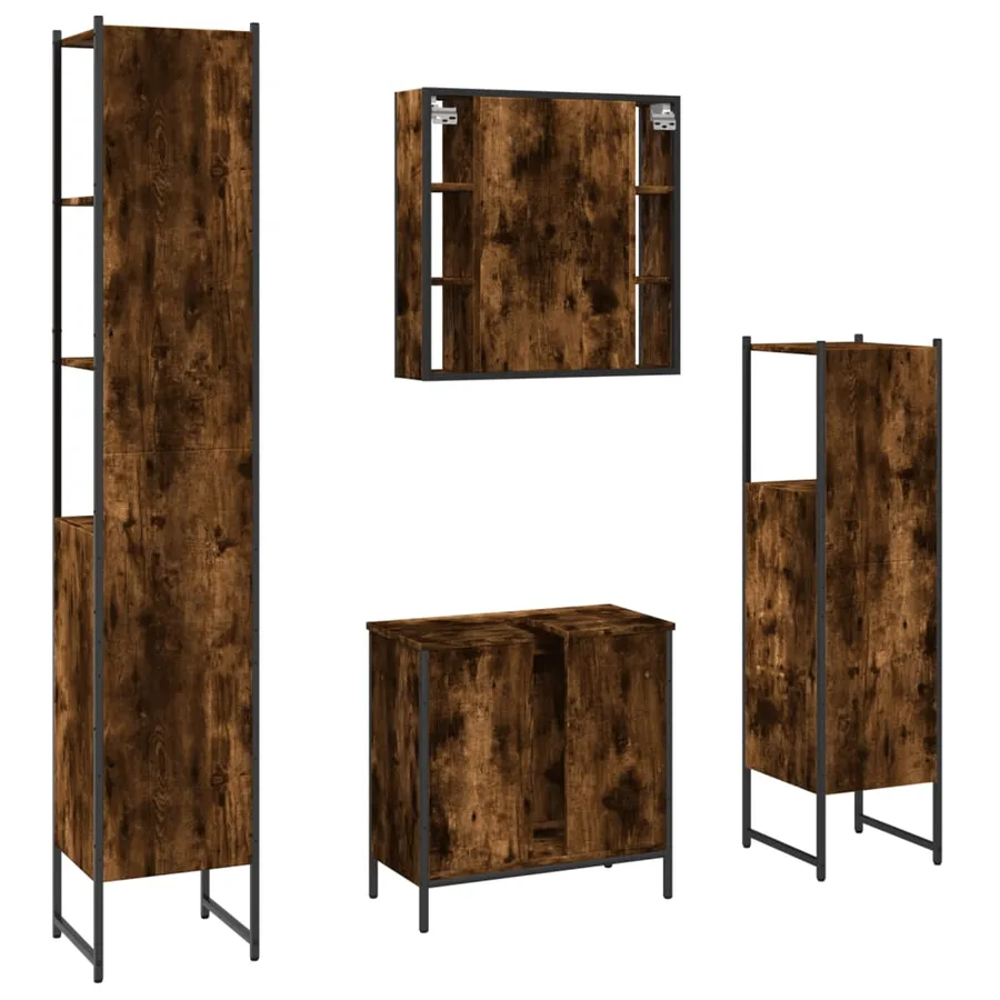Ensemble d'armoires de salle de bain 4 pcs chêne fumé - 8