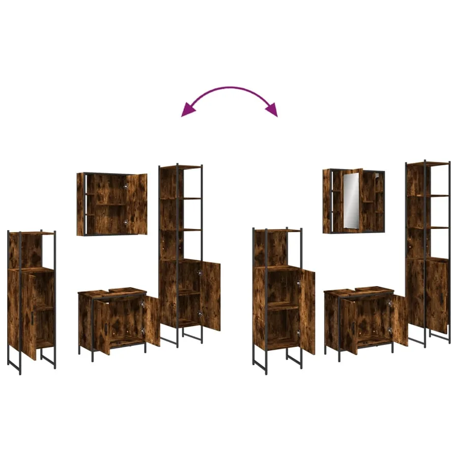 Ensemble d'armoires de salle de bain 4 pcs chêne fumé - 9