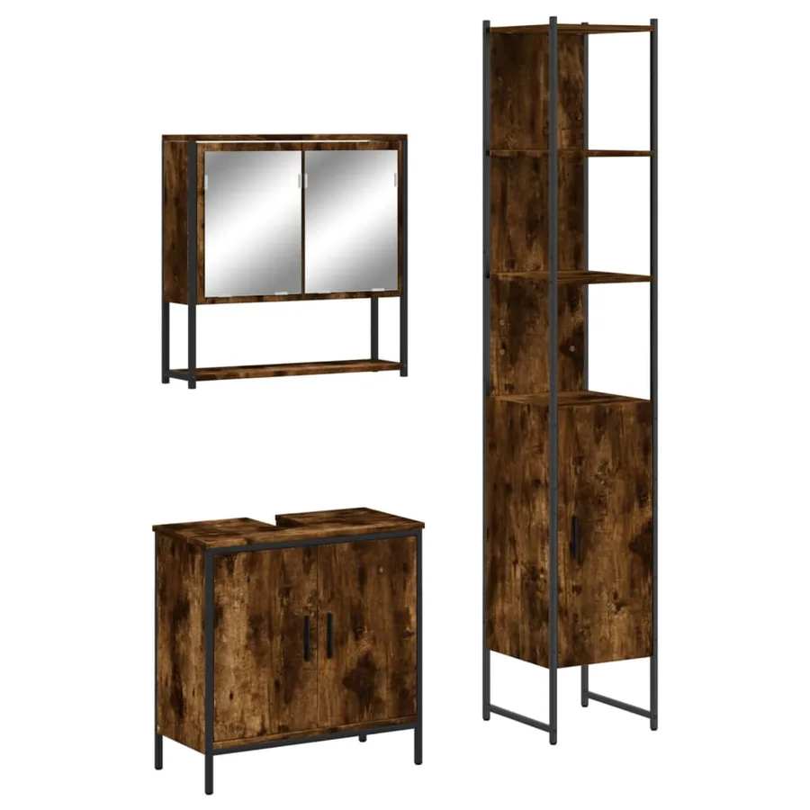 Ensemble de meubles de salle de bain 3 pcs Chêne fumé - 2