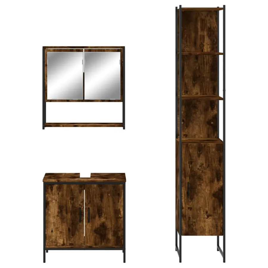 Ensemble de meubles de salle de bain 3 pcs Chêne fumé - 6