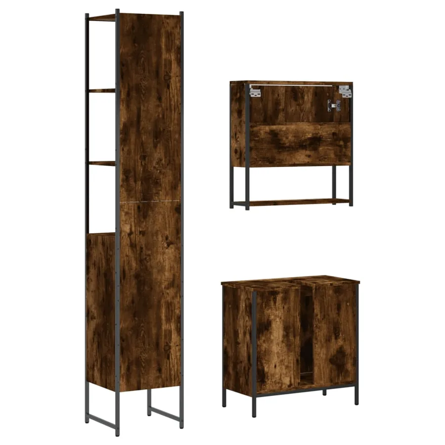 Ensemble de meubles de salle de bain 3 pcs Chêne fumé - 8