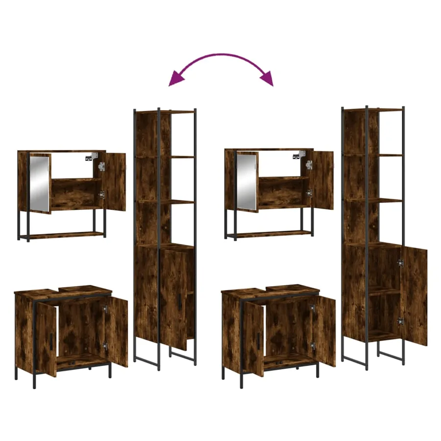 Ensemble de meubles de salle de bain 3 pcs Chêne fumé - 9