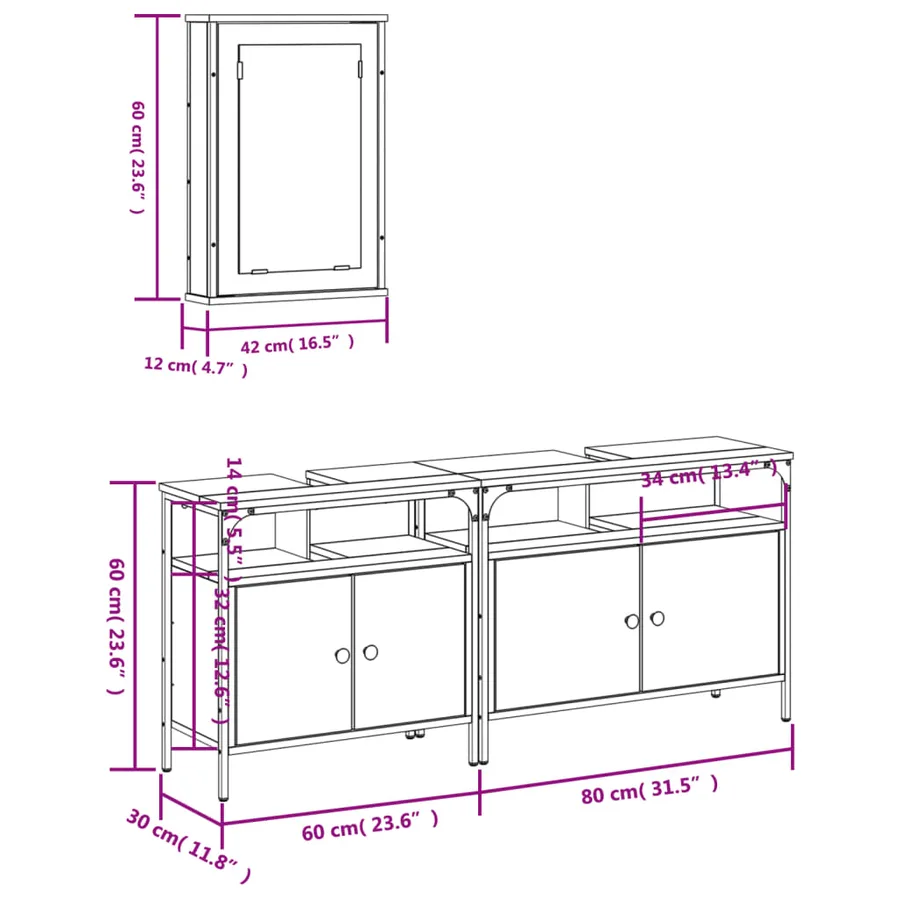 Ensemble de meubles de salle de bain 3 pcs Chêne fumé - 13