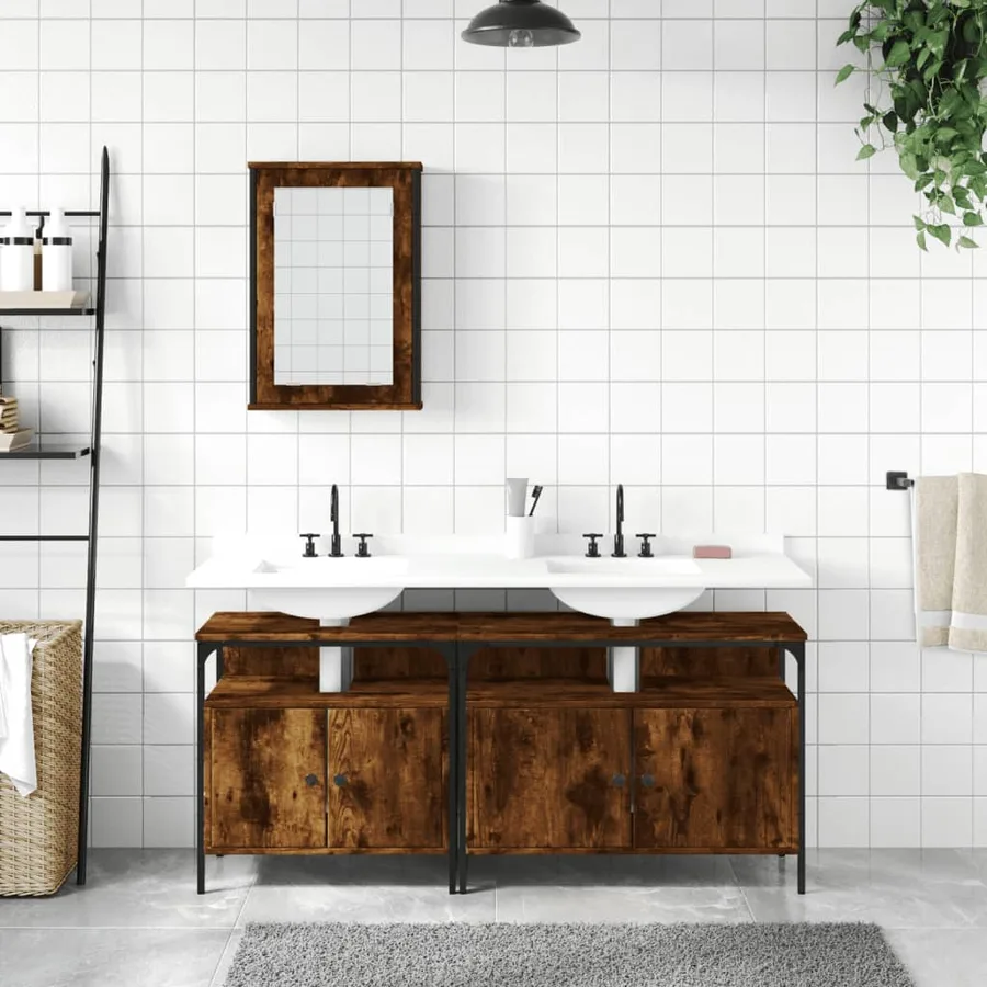 Ensemble de meubles de salle de bain 3 pcs Chêne fumé - 3