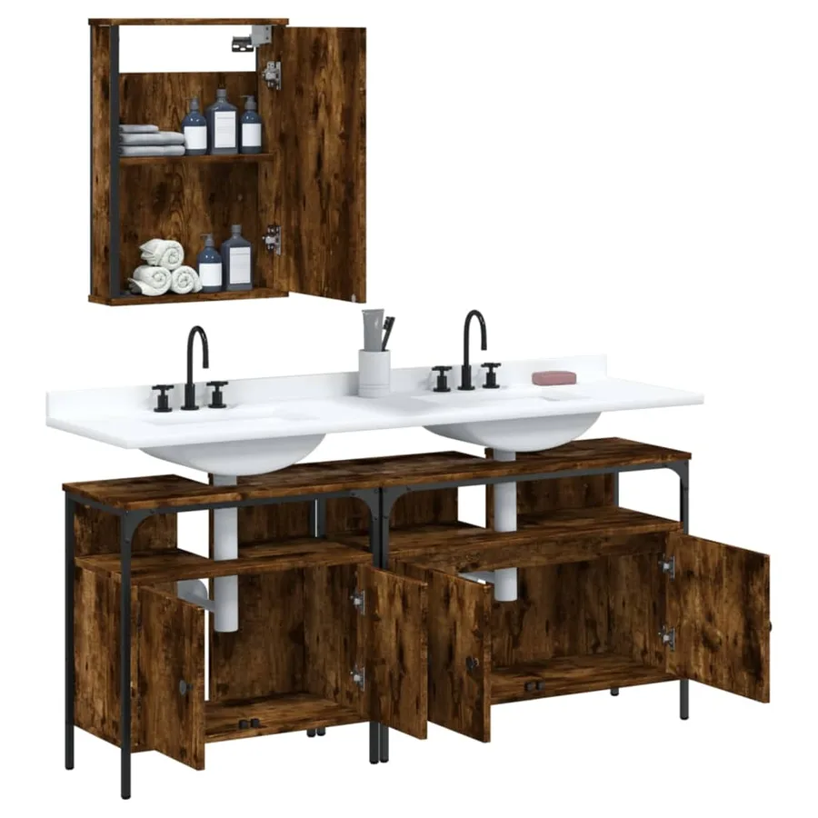 Ensemble de meubles de salle de bain 3 pcs Chêne fumé - 4