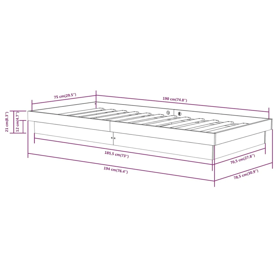 Cadre de lit sans matelas bois massif - 10