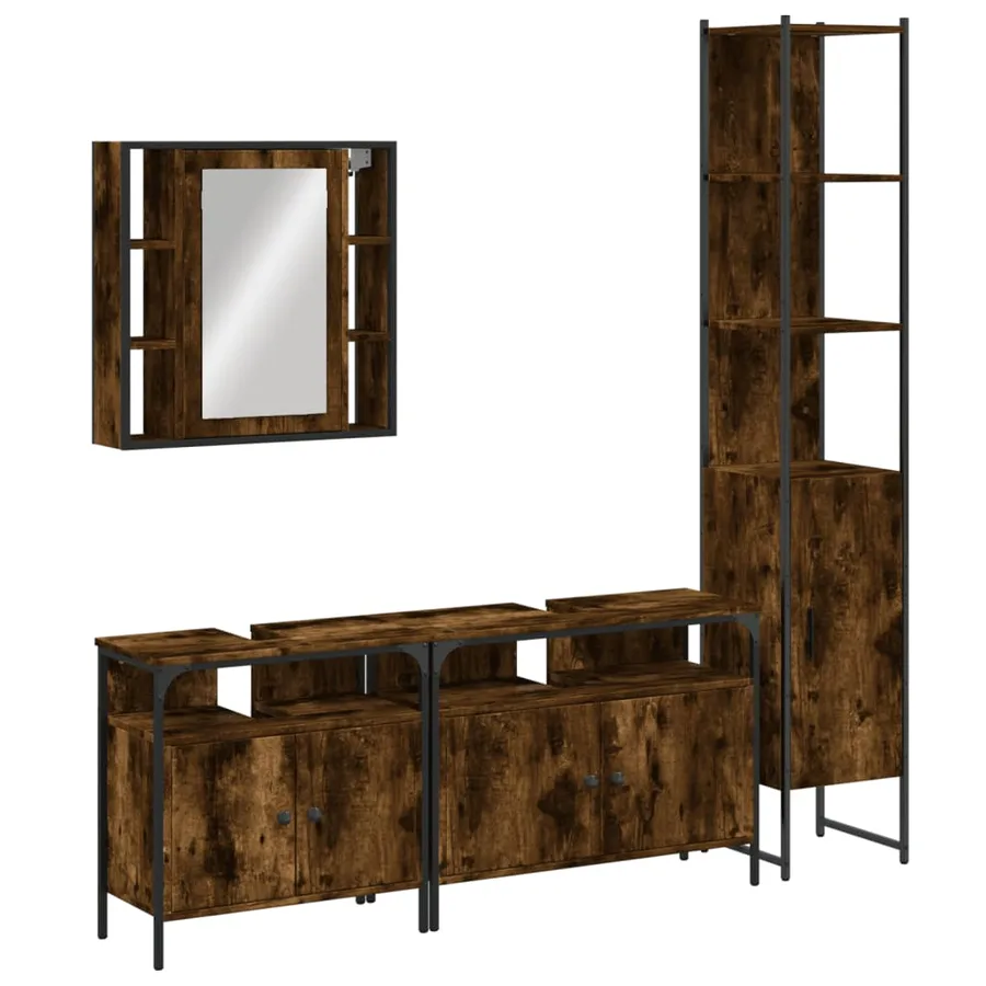 Ensemble d'armoires de salle de bain 4 pcs chêne fumé - 2