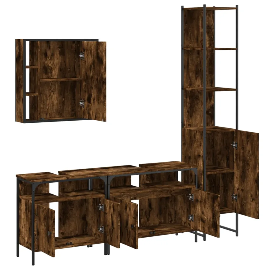 Ensemble d'armoires de salle de bain 4 pcs chêne fumé - 5