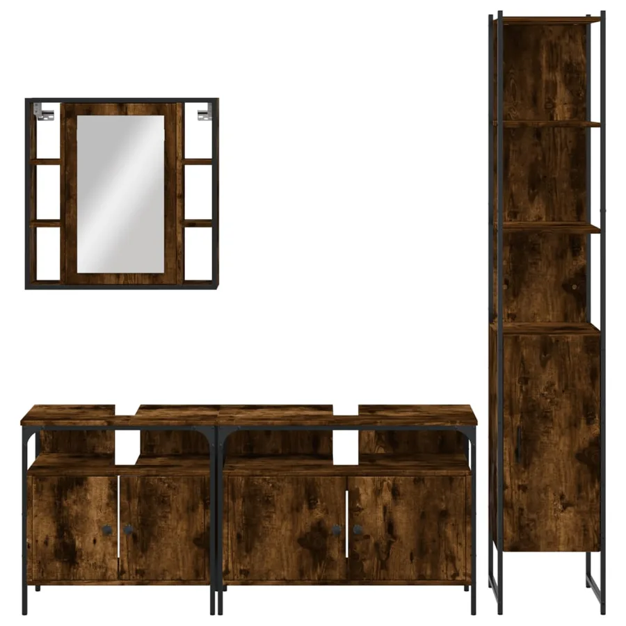 Ensemble d'armoires de salle de bain 4 pcs chêne fumé - 6