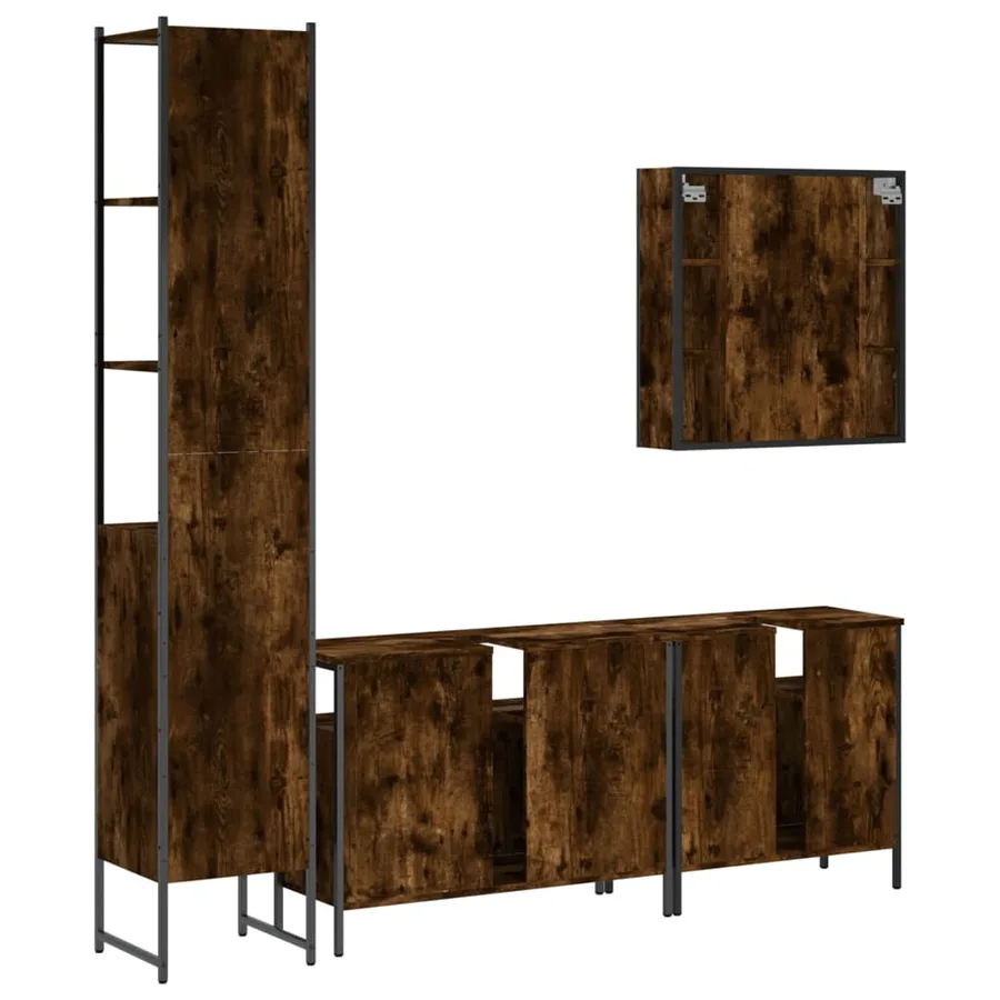 Ensemble d'armoires de salle de bain 4 pcs chêne fumé - 8
