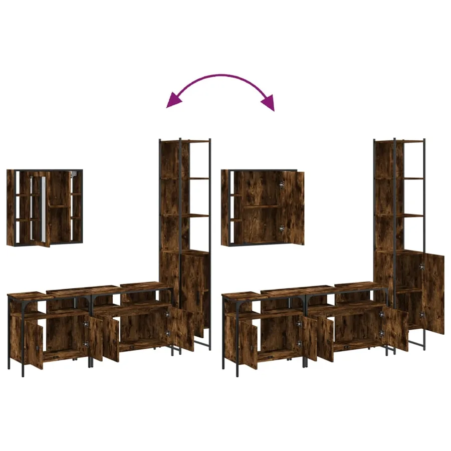 Ensemble d'armoires de salle de bain 4 pcs chêne fumé - 9