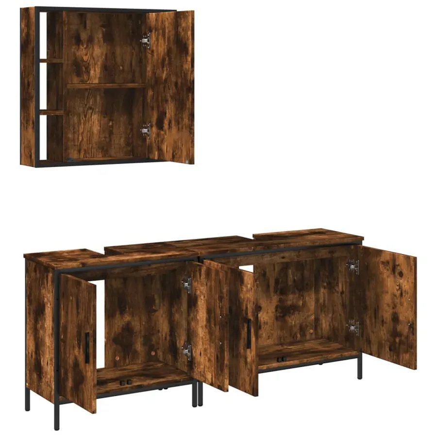 Ensemble d'armoires de salle de bain 3 pcs chêne fumé - 5