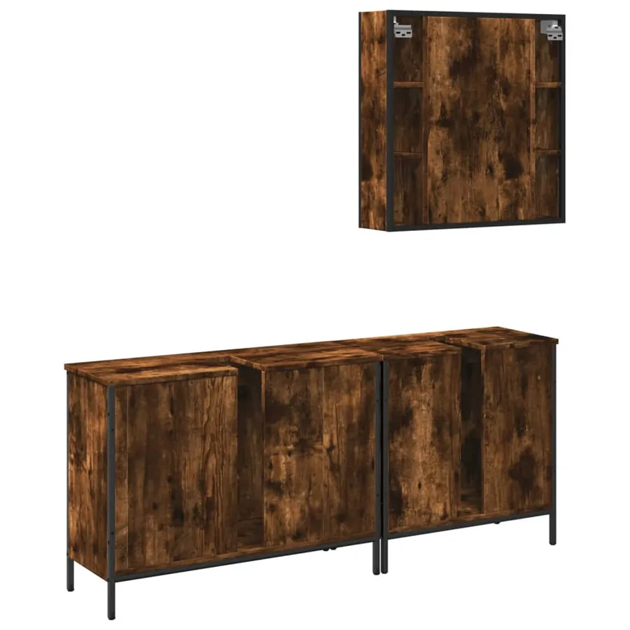 Ensemble d'armoires de salle de bain 3 pcs chêne fumé - 8