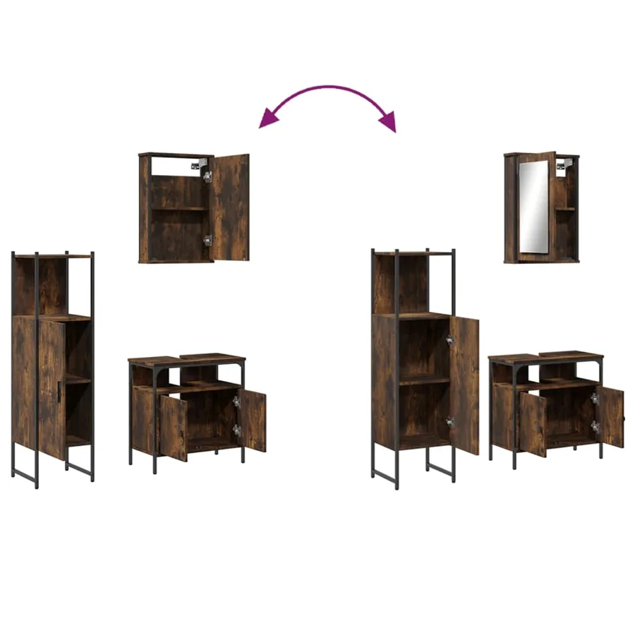 Ensemble de meubles de salle de bain 3 pcs Chêne fumé - 10