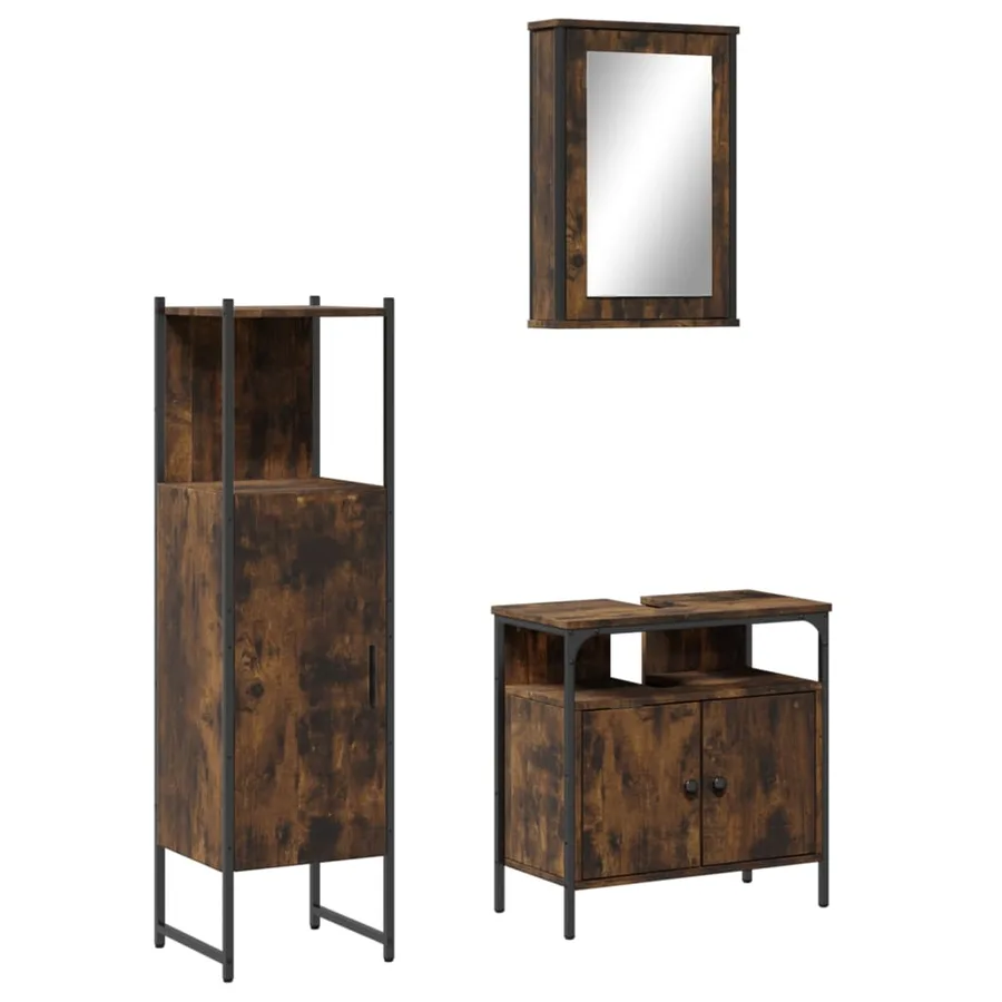Ensemble de meubles de salle de bain 3 pcs Chêne fumé - 2