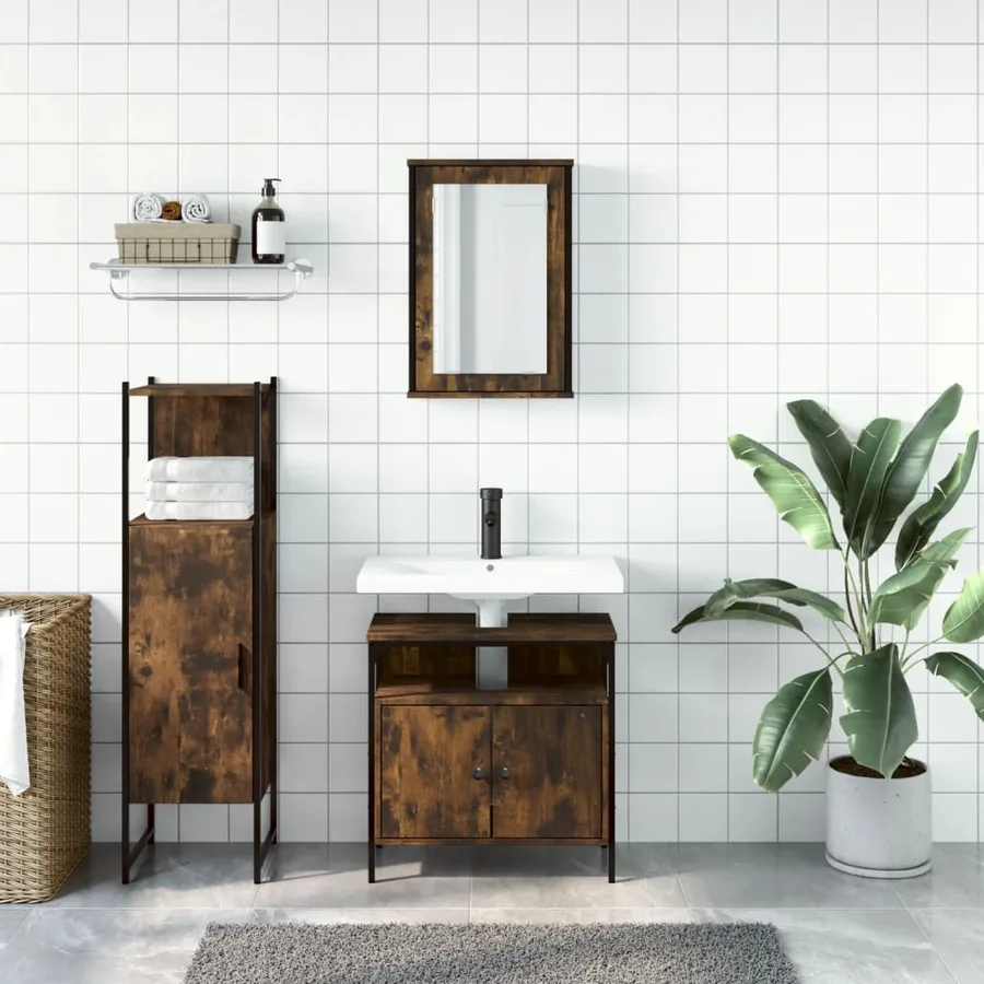 Ensemble de meubles de salle de bain 3 pcs Chêne fumé - 3
