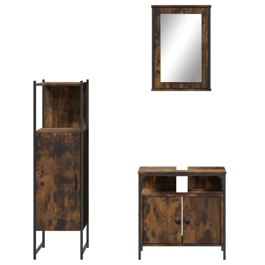 Ensemble de meubles de salle de bain 3 pcs Chêne fumé - 5