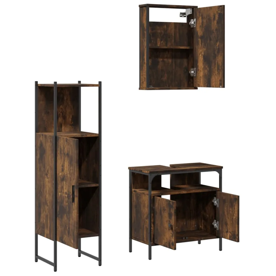Ensemble de meubles de salle de bain 3 pcs Chêne fumé - 6