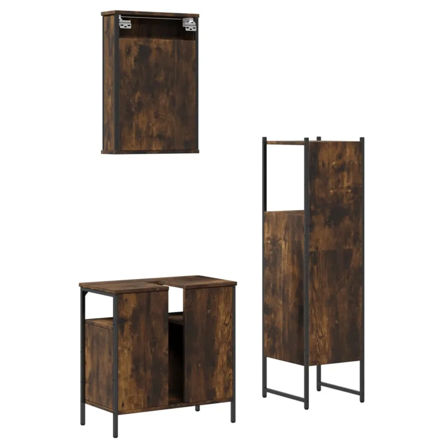 Ensemble de meubles de salle de bain 3 pcs Chêne fumé - 8