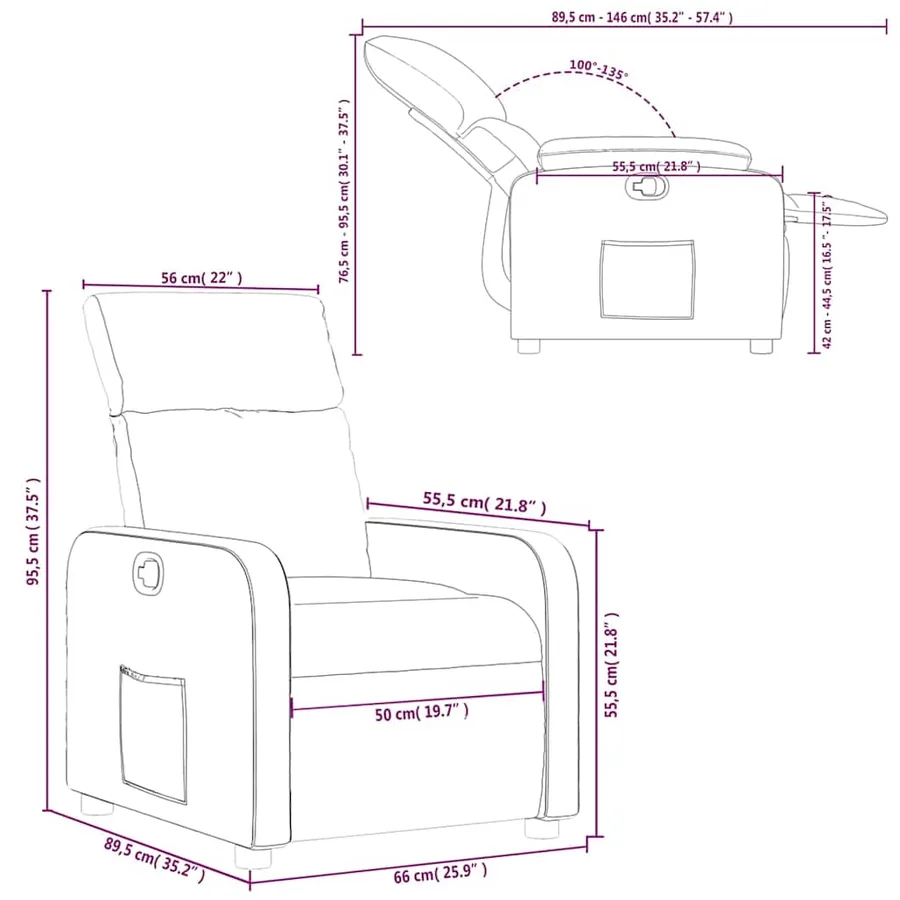 Fauteuil inclinable Marron Tissu - 11