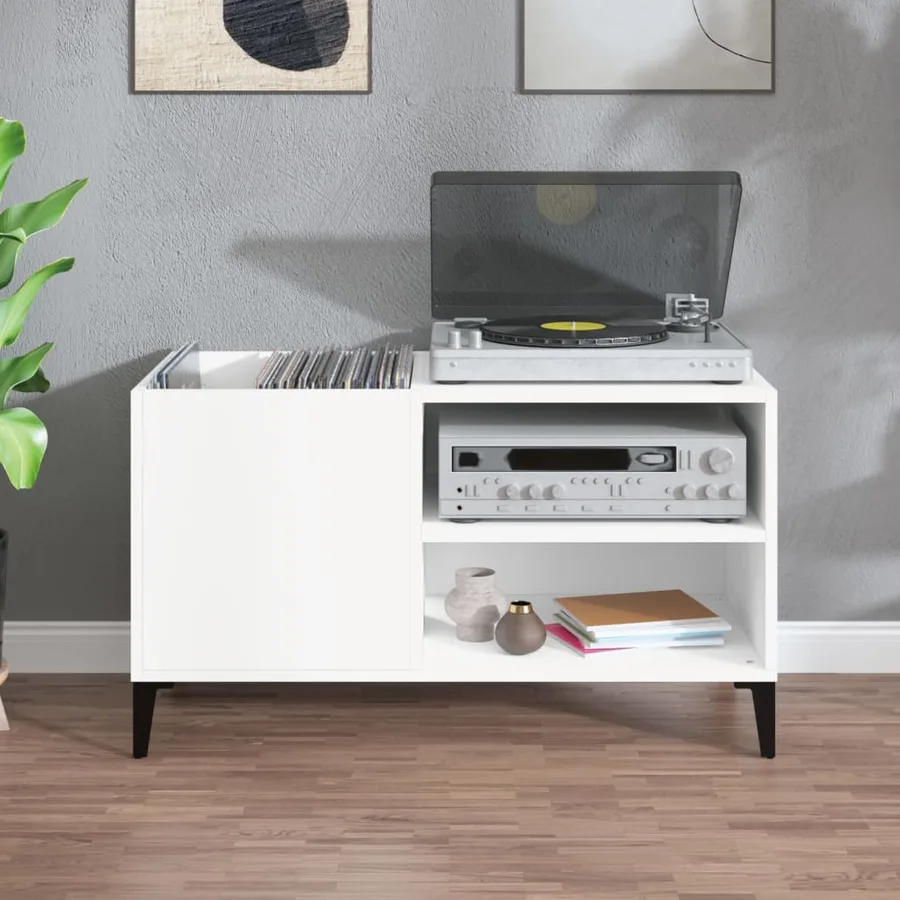 Armoire à disques blanc 84,5x38x48 cm bois d'ingénierie - 3