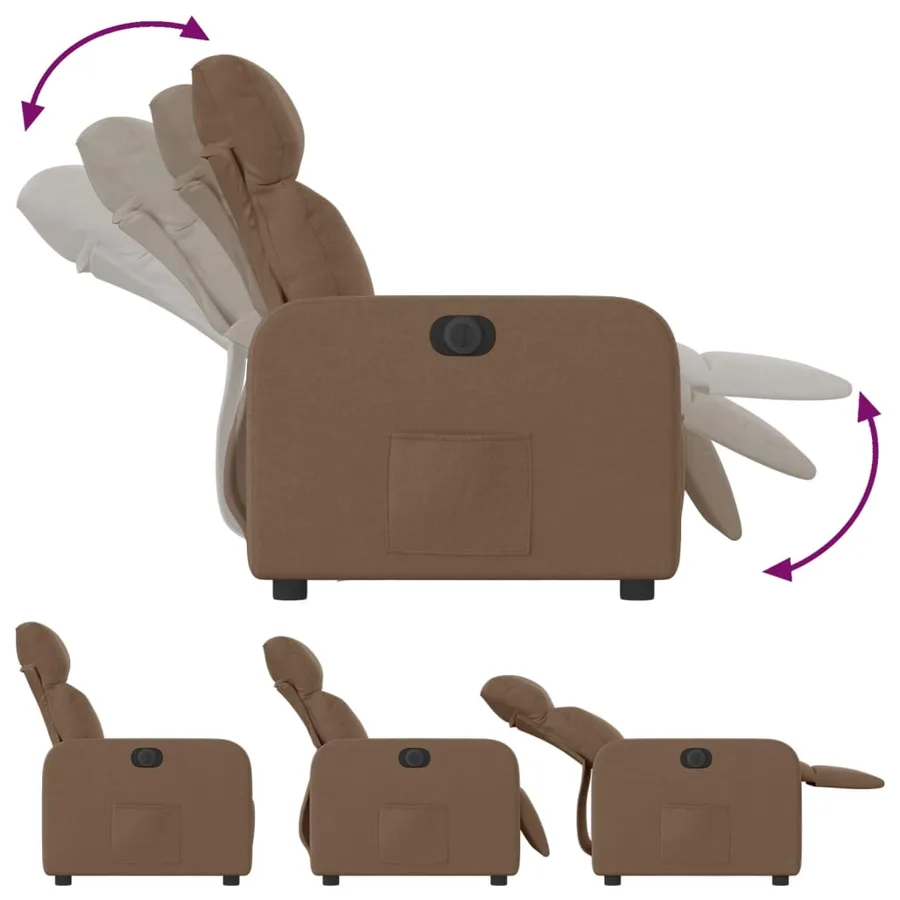 Fauteuil inclinable électrique Marron Tissu - 7