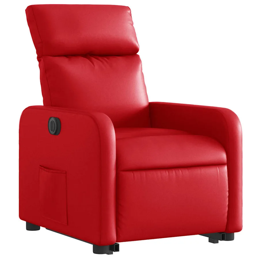 Fauteuil inclinable électrique rouge similicuir - 4