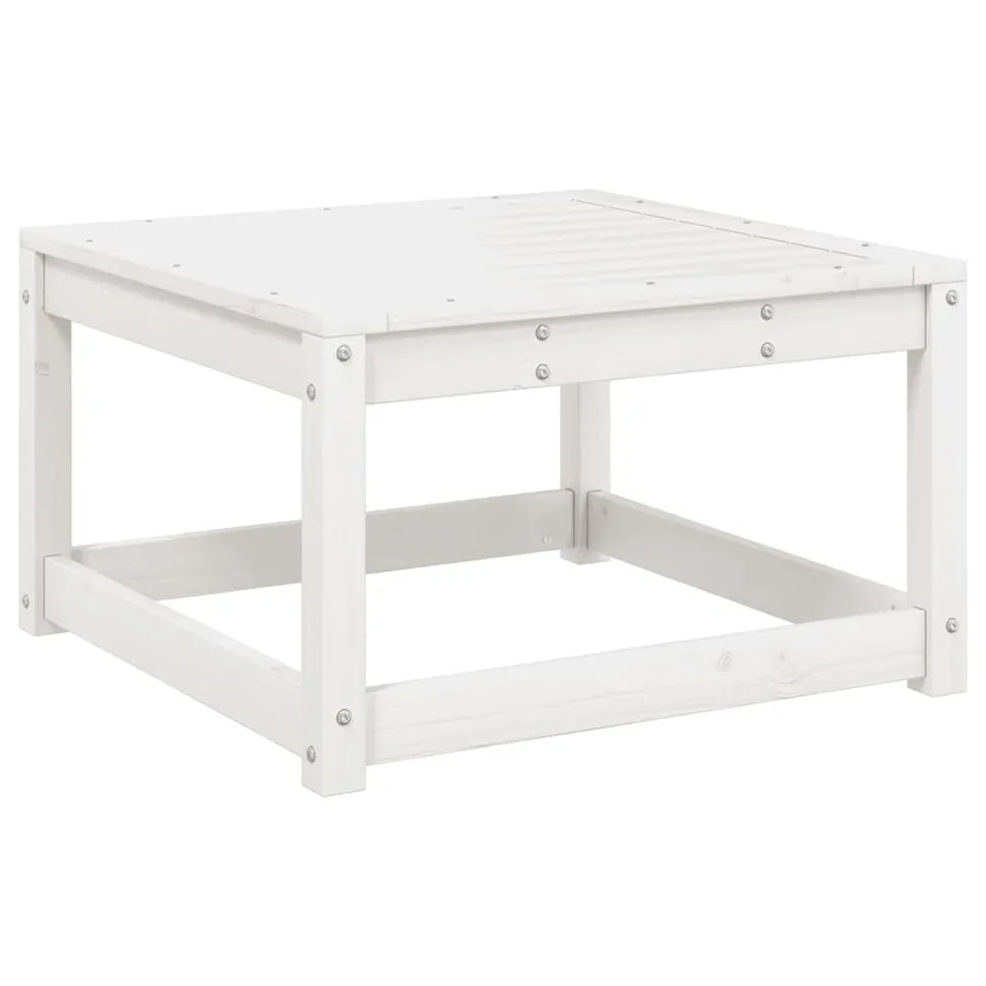 Repose-pied de jardin blanc bois de pin massif - 2