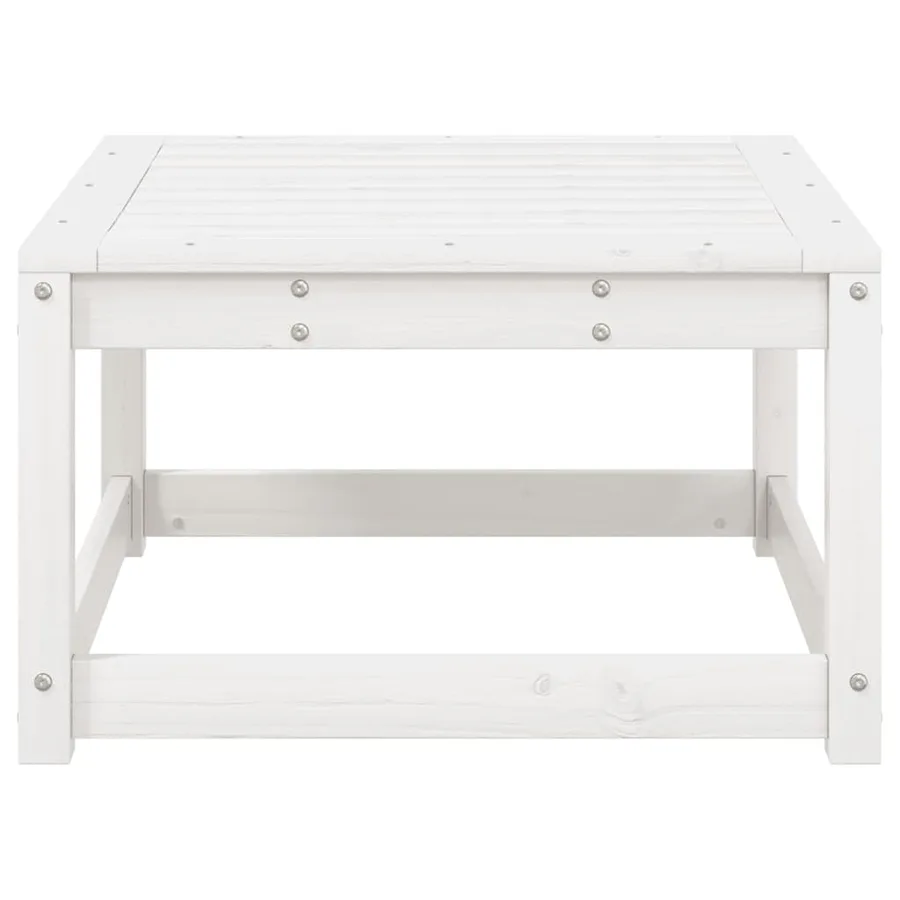 Repose-pied de jardin blanc bois de pin massif - 4