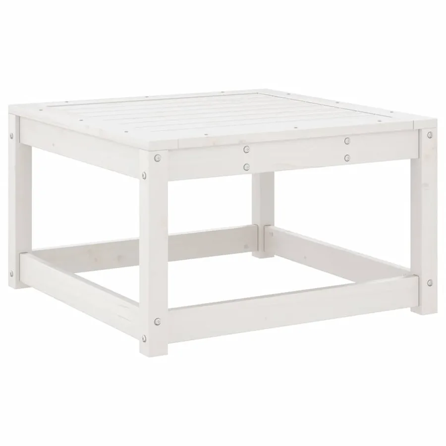 Repose-pied de jardin blanc bois de pin massif - 6