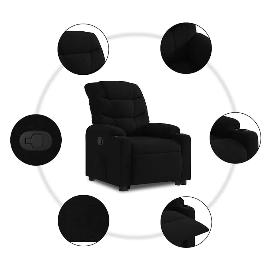 Fauteuil inclinable noir tissu - 8