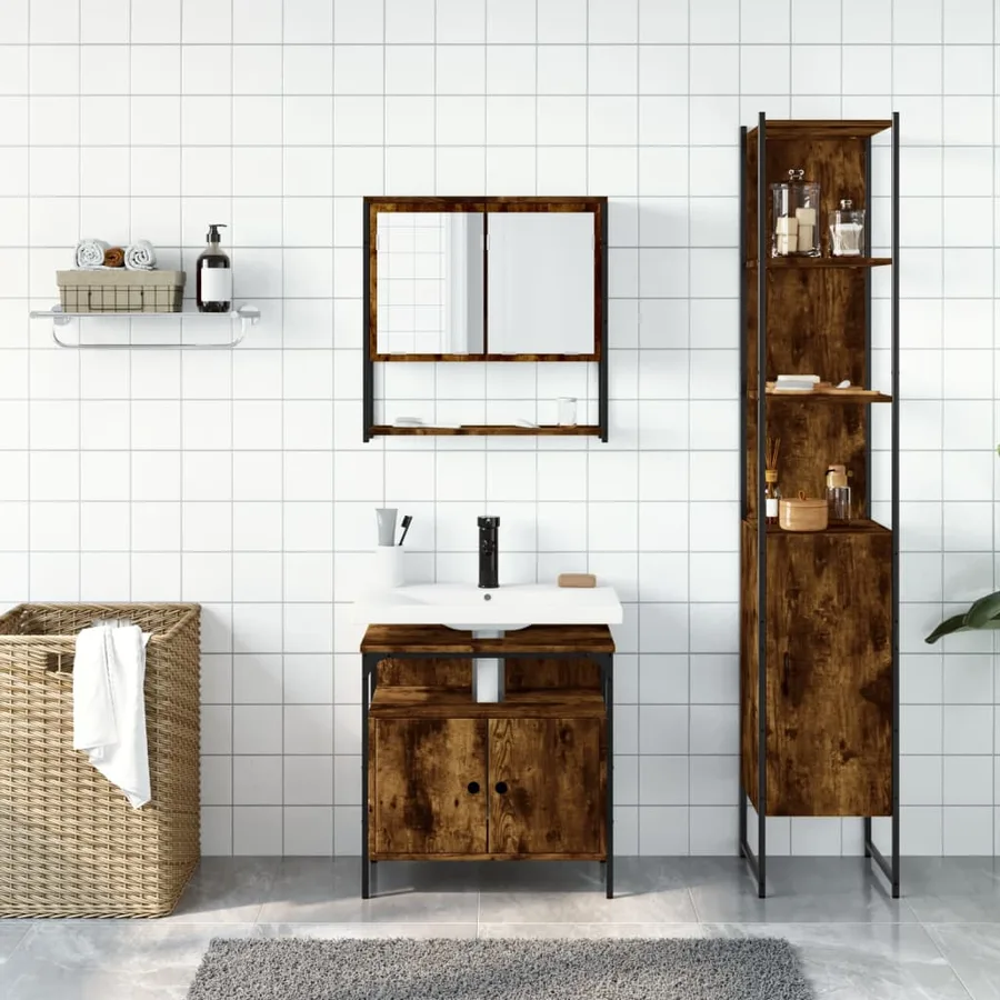 Ensemble de meubles de salle de bain 3 pcs Chêne fumé - 3