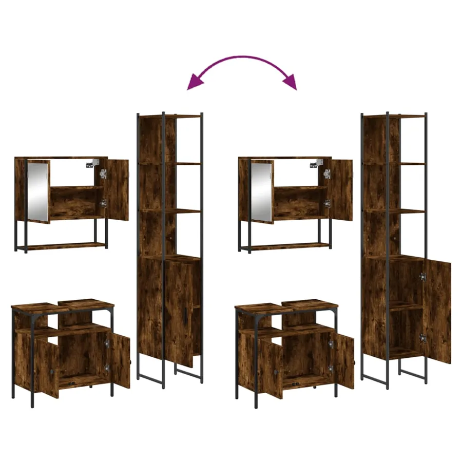 Ensemble de meubles de salle de bain 3 pcs Chêne fumé - 9