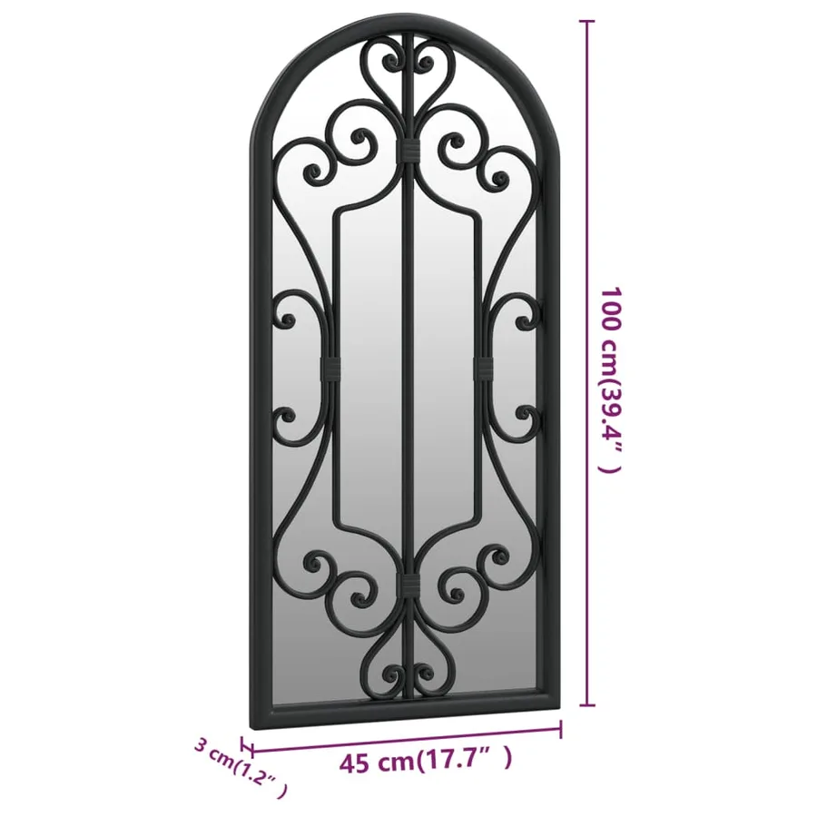 Miroir Noir 100x45 cm Fer pour utilisation à l'intérieur - 6