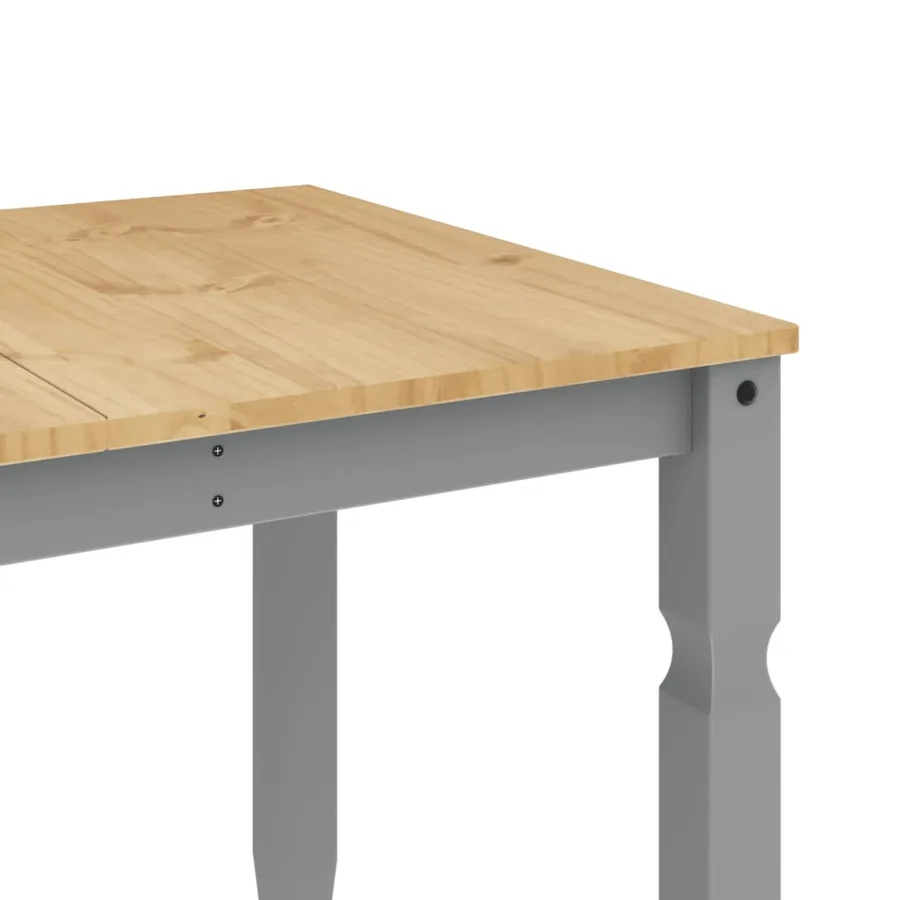 Table à manger Corona gris 160x80x75 cm bois massif de pin - 7